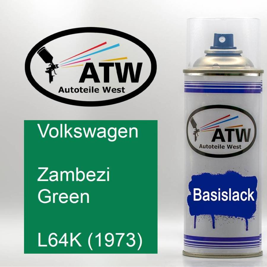 Volkswagen, Zambezi Green, L64K (1973): 400ml Sprühdose, von ATW Autoteile West.